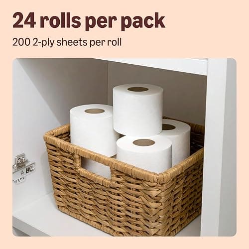 Our Essentials by Amazon Toilet Tissue Classic Roll, 2-ply, 24 Rolls (1 Pack of 24), 200 Sheets per Roll thumbnail 2