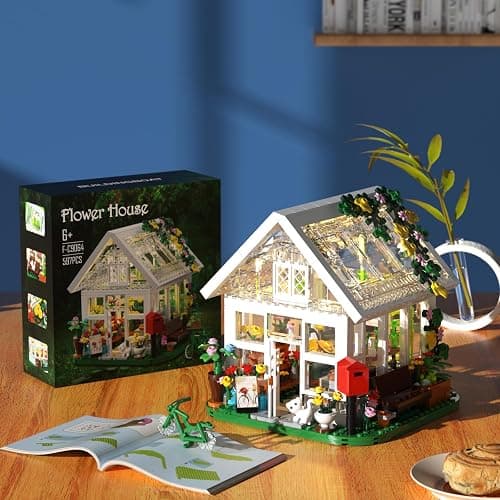 Flower House Building Set, Creative Garden Playset Toy with LED Light, Build a Greenhouse Model, Great Gift for Friends or Girls (597 Pieces) thumbnail 2