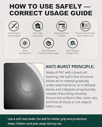 Trideer Exercise Ball for Yoga, Pilates & Fitness – Stability Ball Equipment for Home Gym & Office Chair, Core & Balance Training Accessories, Physical Therapy Equipment, Quick Pump Included, 5 Sizes thumbnail 3