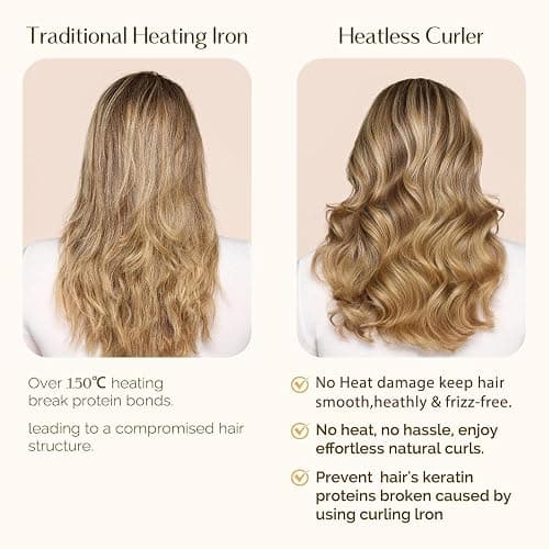 Yanibest Heatless Hair Curler, No Heat Hair Curlers to Sleep in, Super Soft Ribbon Wrap for Long Hair, Overnight Heatless Curling Set with Scrunchies and Clip, for All Hair types(Pink) thumbnail 8