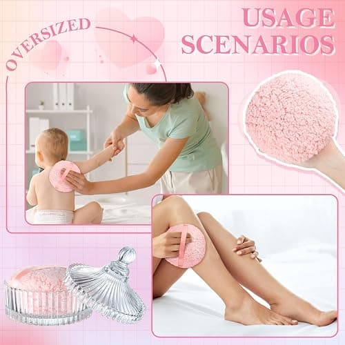 Extra Large Body Powder Puff and Container, 6 Inch Oversize Dust Powder Puff for Baby Women Dusting Powder thumbnail 6