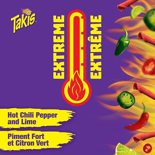 Takis Fuego Spicy Chili Pepper and Lime Rolled Tortilla Chips Loaded with Fiery Tangy Flavour, Crunchy Corn Snack, 280 Grams thumbnail 5