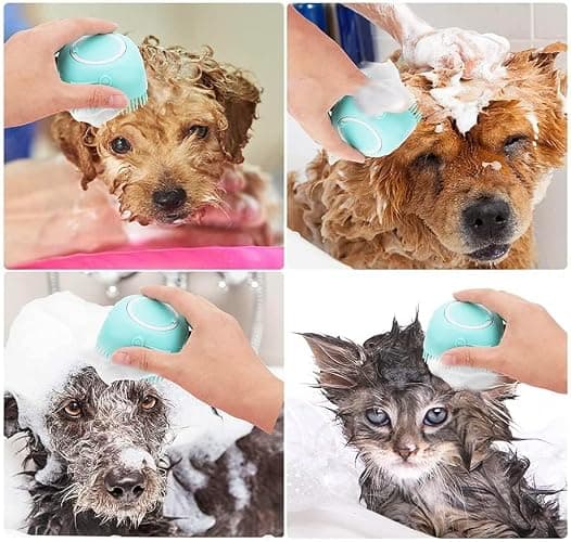Pet Bath Massage Brush Puppy Dog Cat Grooming Cleaning Soft (Blue) thumbnail 8