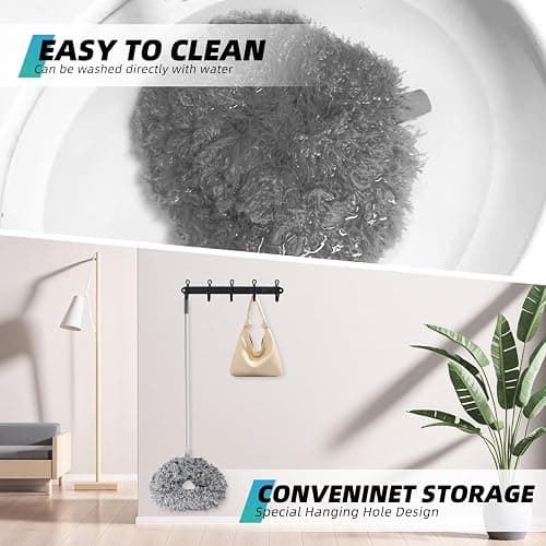 DRQ Ceiling Fan Cleaner Duster, Reusable Microfiber Duster with Extension Pole, 13 to 48 Inch Fan Blade Cleaner, Removable Dusters for Cleaning Walls Bookshelves Door Window Top (Grey) thumbnail 5