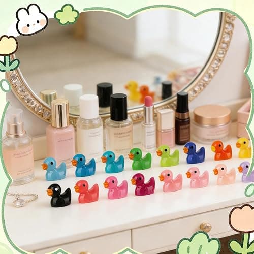 Diinokiy 200 Pcs Mini Resin Duck Colorful Miniature Figures Micro Fairy Garden Landscape Aquarium Hide and Seek Dollhouse Cake Decoration Potted Plants DIY Slime Craft Charms for Party Toys Game Gift thumbnail 8