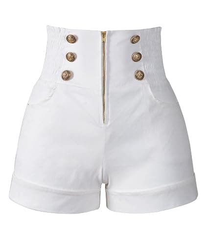 Penelope Vintage Women's 50s Retro Rockabilly Style High Waist Pinup Shorts - Image 1