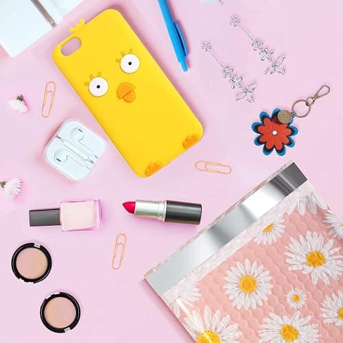 Metronic Bubble Mailers 6x10 Inch 100 Pack Pink Bubble Mailer Usable Size 6x9 Self-Seal Adhesion Padded Envelopes Pretty Padded Mailers for Jewelry, Makeup, Cards, Fancy Daisies thumbnail 2
