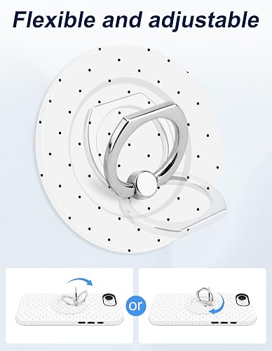 Jusy Compatible with Magsafe Polka Dot Phone Case for iPhone 16e, Cute Aesthetic Magnetic Ring Holder Stand Case, Soft TPU and Hard PC Protective Phone Cover for Women Girls - White Polka Dot thumbnail 3