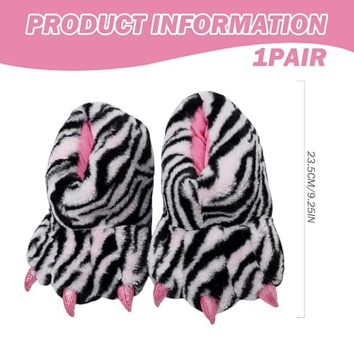 Claw Slippers,Paw Slippers for Women Non-Slip Thermal Zebra Claw Slippers Silent Monster Slippers with Crystal Lining Moisture-Proof Animal Slippers for Women & Girls Shoe Size 37 thumbnail 5
