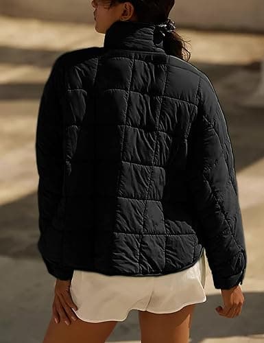 Bianstore Women's Oversized Splice Quilted Lightweight Puffer Jacket Casual Padded Coat thumbnail 9