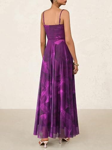 BTFBM Women Summer Floral Maxi Dresses Elegant Spaghetti Strap Dress Printed Party Dress Beach Long Dresses thumbnail 3