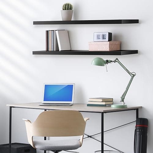 Sorbus Floating Shelves for Wall - 35 Inch Long Bathroom Shelves, Wall Decor for Bedroom, Kitchen, Living Room & Book Storage - Mounted Floating Shelf with Invisible Brackets (Black, 2 Pack) thumbnail 5
