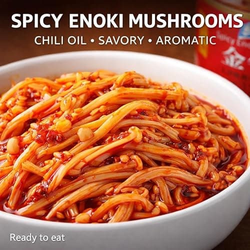 [Pack of 2] Spicy Pickled Enoki Mushrooms – Secretly Seasoned in Red Chili Oil, Flavorful & Vibrant - 红油金针菇 - 6.17 oz thumbnail 2
