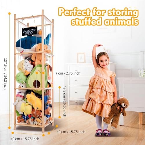 BEINGMATE Care Large Stuffed Animal Storage Organizer, Wooden Stuffed Animal Storage Zoo, Toy Holder, Space Saving Toy Zoo for Kidroom, Playroom, Kid’s Gift, Nature thumbnail 2