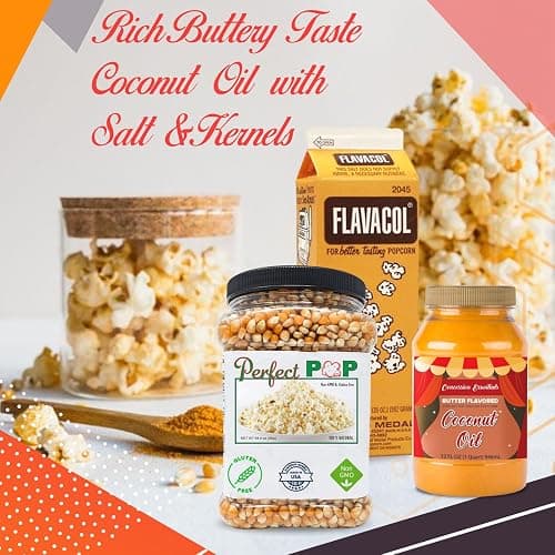 Perfectware Popcorn Kit- (Includes 35oz Popcorn Season Salt, 4lbs Yellow Kernels, and 32oz Butter Flavored Coconut Oil, Plain,PW-Popcorn Kit-3 thumbnail 2