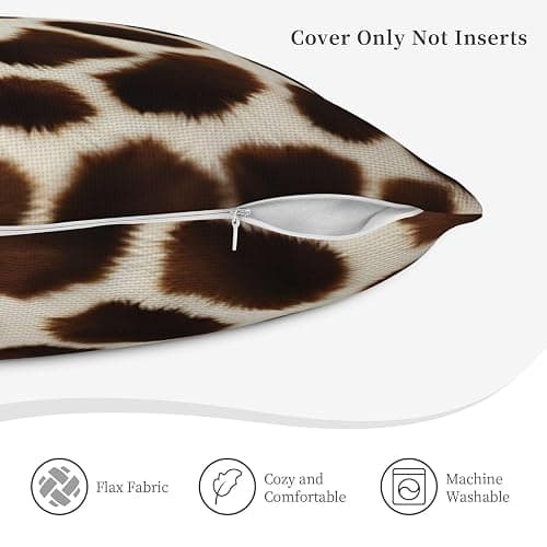 Kuderiy Giraffe Skin Print Throw Pillow Covers 18x18 Set of 2 Jungle Animal Texture Print Decorative Pillows Cases Brown and Beige Square Cushion Covers for Couch Bed Sofa Living Room thumbnail 5