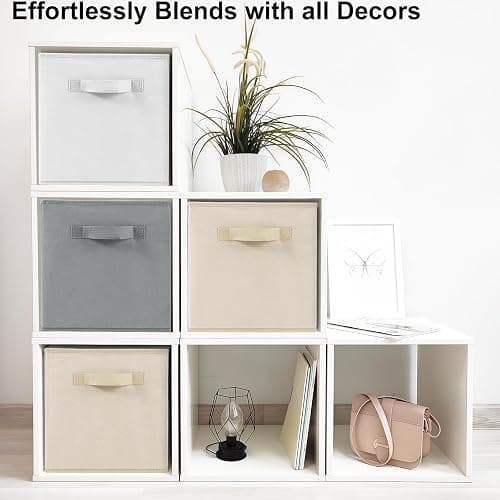 Amazing Tour 4 PCS Cube Storage Boxes 27x27x27 Gray,Foldable Fabric with Handles Collapsible for Home Office Nursery Organiser - Clothes Basket Containers thumbnail 9