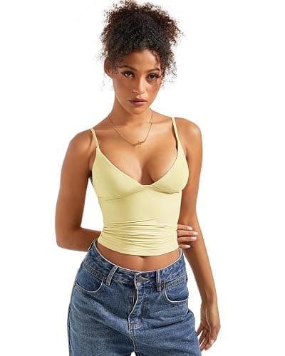 SUUKSESS Women Sexy Deep V Neck Sleeveless Fitted Basic Tops Y2K Tank Top Cami thumbnail 5