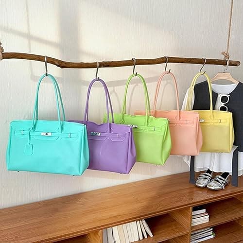 Jelly Tote Bag, Jelly Firkin Bag Large Capacity Shoulder Handbag PVC Purse for Commuting Date Travel thumbnail 5