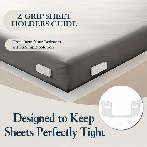 The Original Patented Fitted Sheet Holders - 4 Bed Sheet Grippers 10 Sheet Locks (8 + 2 Spares) Bed Sheet Holders For Corners, Clips, No Metal Corner Sheet Grippers Easily Say Goodbye To Loose Sheets thumbnail 4