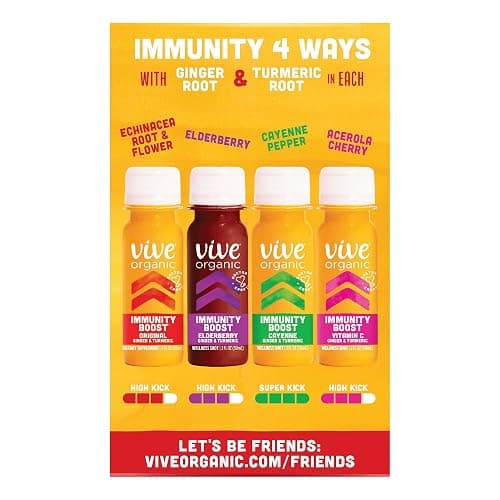 Vive Organic Immunity Boost Shots -Variety 4 Pack (2oz, 4 Count) thumbnail 4