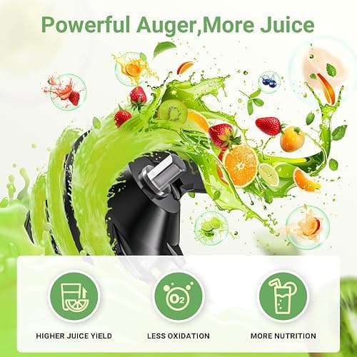 AAOBOSI Cold Press Juicer, 4.35" Large Feed Chute Masticating Juicer Machines Slow Juice Extractor Fit Fruits &Vegetables, Easy to Clean High Juice Yield, New Designed for Home and Travel, BPA Free - 50r/min thumbnail 4