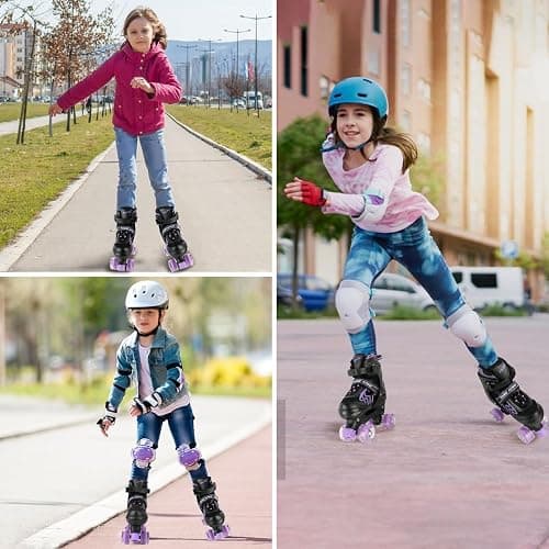 ZHUKAIKJ Adjustable 4 Sizes Kids Roller Skates for Boys and Girls with Light UP Wheels for Toddler Child Beginners for Indoor Outdoor Sport thumbnail 6
