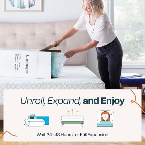 LINENSPA Memory Foam Mattress Topper - 3 Inch Gel Infused Memory Foam - Plush Feel - Cooling and Pressure Relieving - CertiPUR Certified - Dorm Room Essentials - Queen Size thumbnail 6