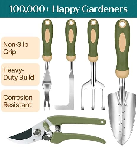 Heavy Duty Gardening Tools - Gardening Gifts for Women, Men, Mom, Dad - Durable, Ergonomic Garden Tools Set (Floral) thumbnail 2