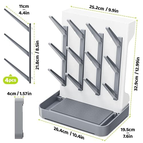 Dayacoco Baby Bottle Drying Rack, Removable Vertical Bottle Dryer Rack Holder, Space Saving Rack for Newborn Feeding Essentials - Holds Up to 12 Baby Bottles Storage (Grey) thumbnail 3
