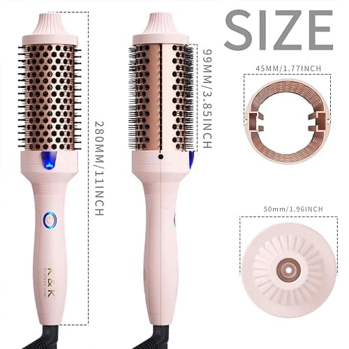 K&K Thermal Brush for Blowout Look, 1 1/2 Inch Ionic Heated Round Makes Hair Smoother, Dual Voltage Thermal Round Brush Get Natural Curls, Easy to Use, Rose Pink thumbnail 7