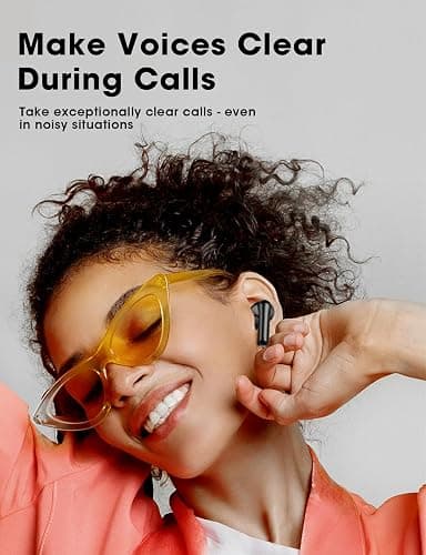 ZZU Wireless Earbuds, Bluetooth Ear Buds with Big Bass Stereo Sound, 48 Hours Playtime, Lightweight in-Ear Fit Earphones, IPX7, Hands-Free Calls with AI for iPhone, Android, Pad, Sports, Workout - Black thumbnail 5