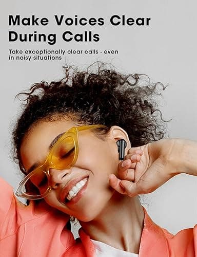 ZZU Wireless Earbuds, Bluetooth Ear Buds with Big Bass Stereo Sound, 48 Hours Playtime, Lightweight in-Ear Fit Earphones, IPX7, Hands-Free Calls with AI for iPhone, Android, Pad, Sports, Workout - Black thumbnail 5