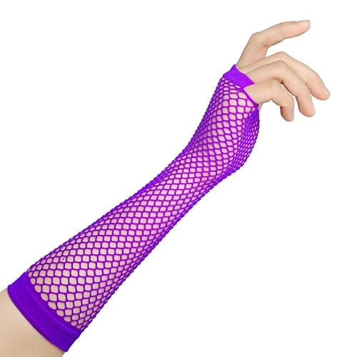 TecUnite 12 Pairs Fishnet Gloves Fingerless Neon Gloves for Women Men 80s Party Costume Accessories Supplies - Simple Style thumbnail 4