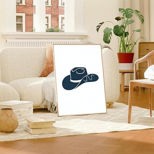 Blue Coastal Cowgirl Canvas Art Posters Western Cowboy Pictures Long Live Cowgirls Wall Art Vintage Cowboy Hats Boots Wall Decor Minimalist Prints Paintings for Bedroom Dorm 12x16 Inch Unframed﻿ thumbnail 5