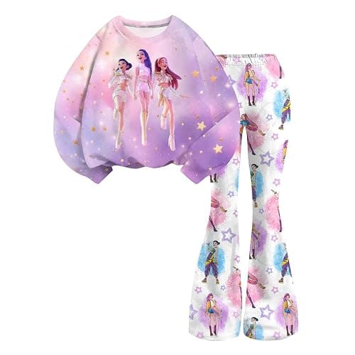 BTLYUIOAPE Demon Movie HUNTR/X T-shirt+Pants Print Outfits Set for Unisex Kids Cartoon Adventure Y2K Long Sleeve Costume thumbnail 5