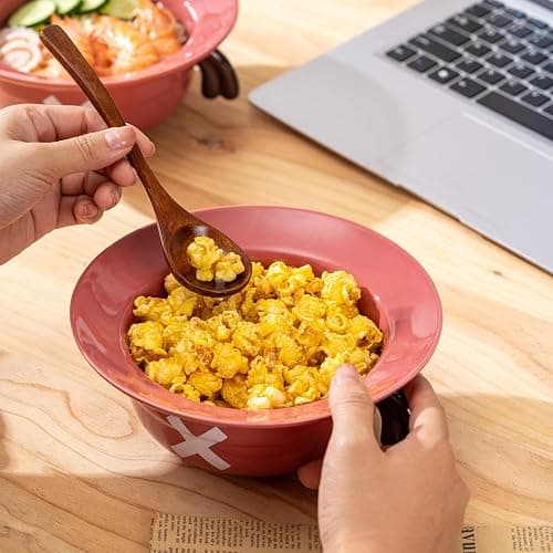 DVJEPJ Straw Hat Ramen Bowl (Ceramic Bowl + Wooden Spoon + Chopsticks) for Anime Fans thumbnail 5