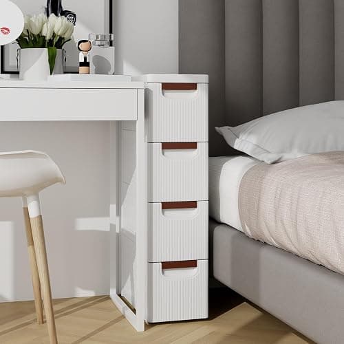 MAT EXPERT Narrow Storage Drawers, Slim Rolling Drawer Cart with Universal Wheels, Convenient Handles, Storage Organizer Utility Cart for Bedroom, Living Room, Bathroom, Kitchen (4 Drawer) thumbnail 2