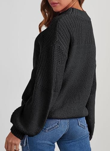 Dokotoo Women's Casual Long Sleeve Sweaters Loose Crewneck Knit Solid Pullover Sweater Jumper Tops thumbnail 5