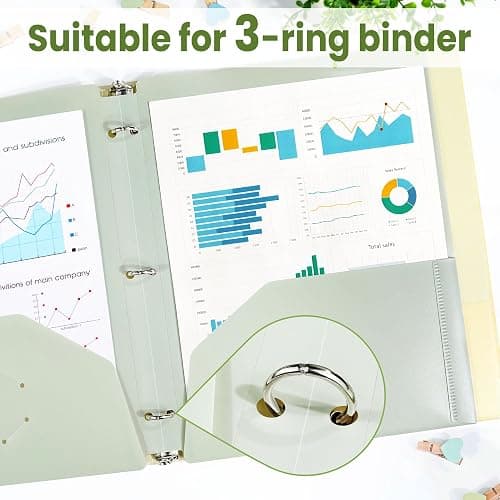 SUNEE 3-Hole Pocket Folders (5 Pack, Vintage Colors) - Recycled Plastic Folders for 3 Ring Binder, with Pockets for Kids, Students, Teachers, Office thumbnail 6