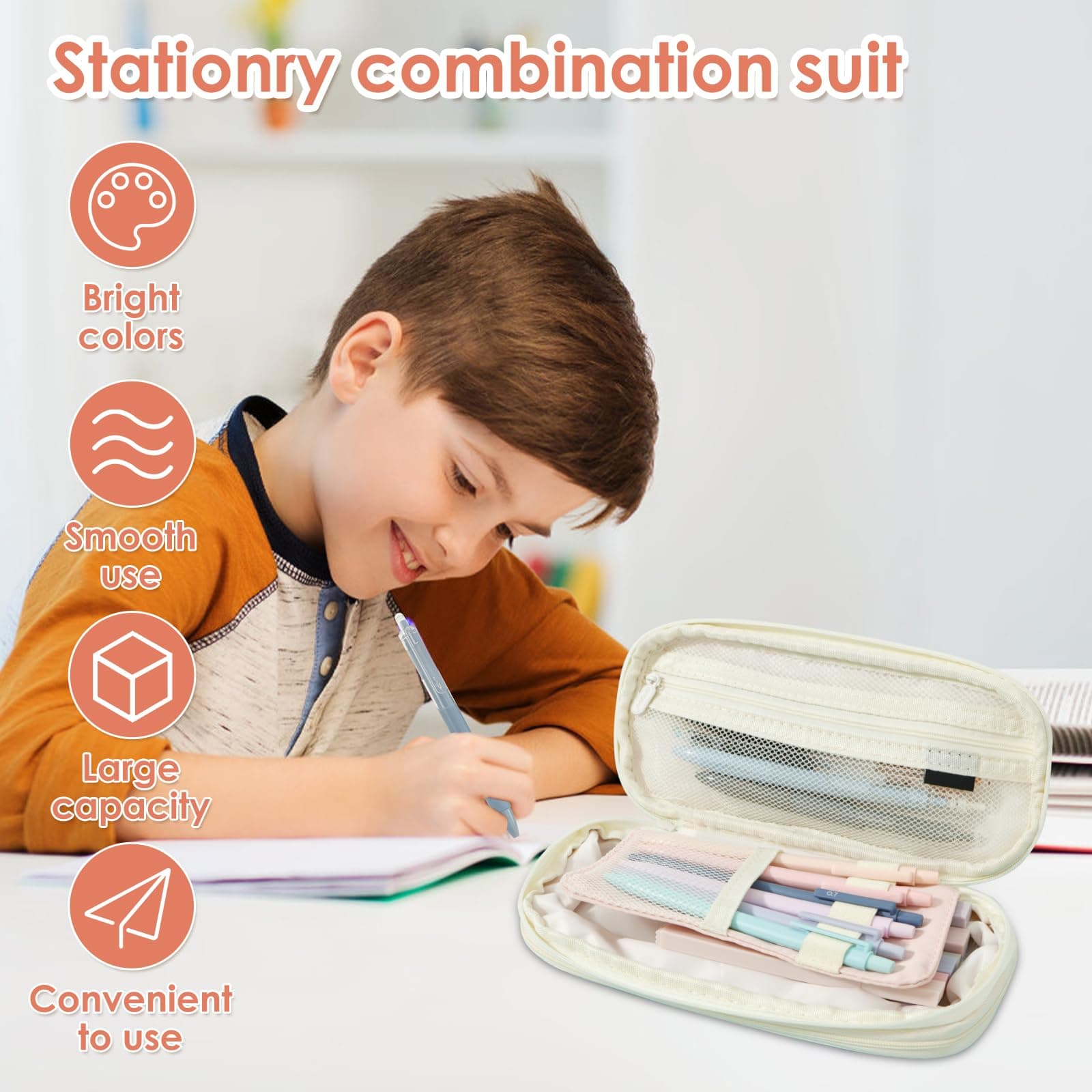 40Pcs Stationery Supplies Set, Multi-Purpose Pencil Case Includes Large Capacity Pen Pouch Bag, Mechanical Pencil, Lead Refill, Gel Ink Pen, Scissors, Ruler, Sharpener for School Supplies (Pink) thumbnail 5