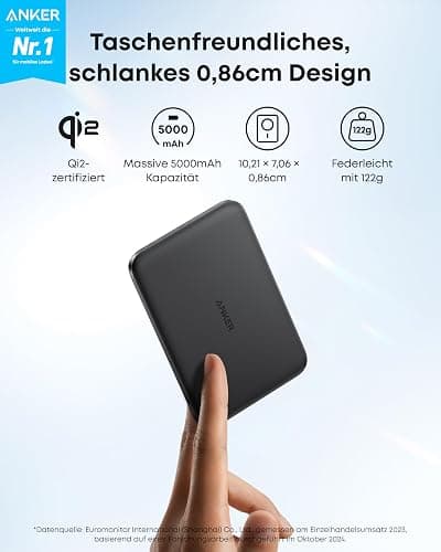 Anker Nano Power Bank, Ultra-Slim 5,000mAh Magnetic Battery Pack, Qi2 Certified 15W Max Ultra-Fast MagSafe-Compatible Portable Charger, Ergonomic Design, for iPhone 16/15/14/13/12 Series Only thumbnail 3