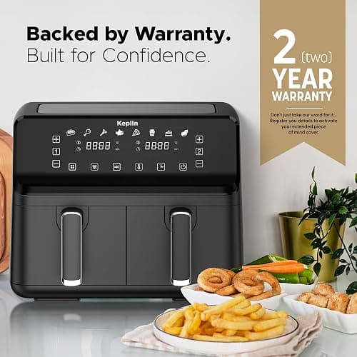 Keplin 9L Dual Zone Air Fryer - 2700W Energy-Saving Cooker with 6 Cooking Functions - Extra-Large Capacity for Healthy Meals - Roast, Bake, Dehydrate, Crisp - Family Size (9L) thumbnail 7