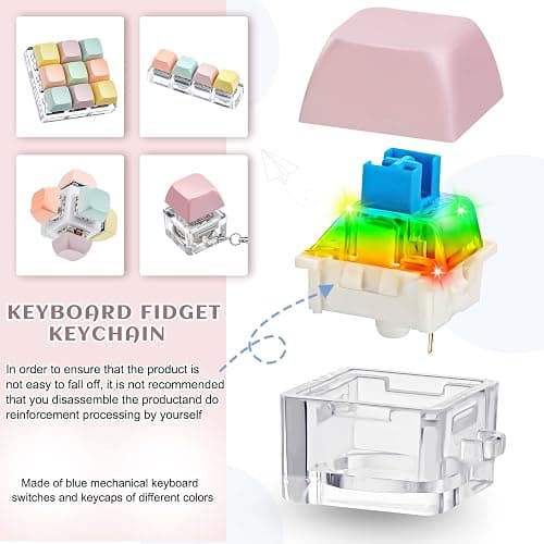 Taiyin 4 Pcs Decompression Toys Keyboard Clicker Toy Keyboard Cube Mechanical Key Button Stress Relief for Adult Gifts to Relief Pass Time (Trendy) thumbnail 5