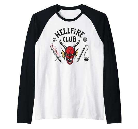 Stranger Things 4 Hellfire Club Logo Raglan Baseball Tee - Image 1