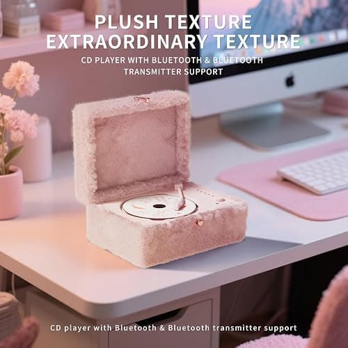 Plush Fuzzy Pink CD Player with Bluetooth, Remote Control thumbnail 8