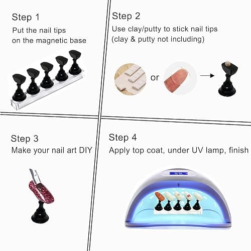 Treamlyn 10Pcs Nail Stand for Press on, Fake Acrylic Nail Stand, Nail Display Practice Stands with Magnetic Base, Nail Tip Holders for Salon and Home DIY thumbnail 2