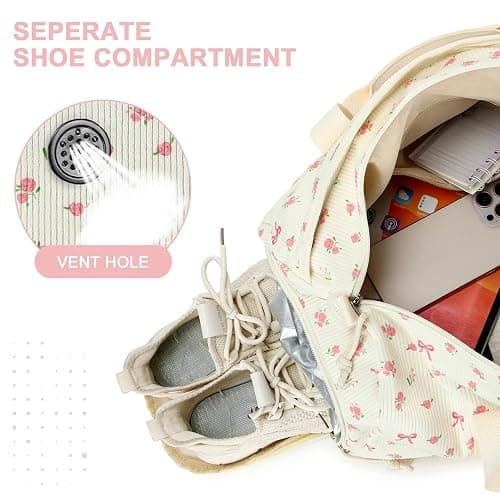 BTOOP Duffle Bag for Gym Sports Women Girls Workout Travel Bag Weekender with Shoe Compartment and Wet Pocket thumbnail 8