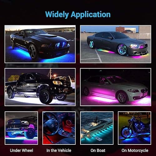 Car Underglow Lights, Yielinth Exterior LED Strip Lights with App and RF Remote Control,16 Million Colors Underglow Kit for Car thumbnail 6