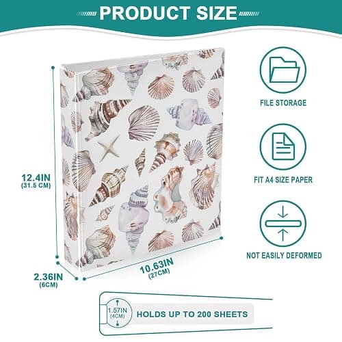 3 Ring Binder 1 Pack Tropical Beach with Clipboard with PVC Pockets with 2 Pockets 3 Ring Binder with 1.5 inch Round Ring for School or Office Supplies thumbnail 3